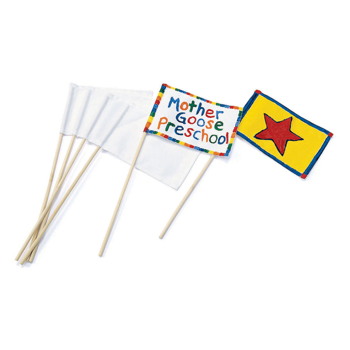 Colorations - Leinwandfahnen mit Stick weiß, 12er-Set