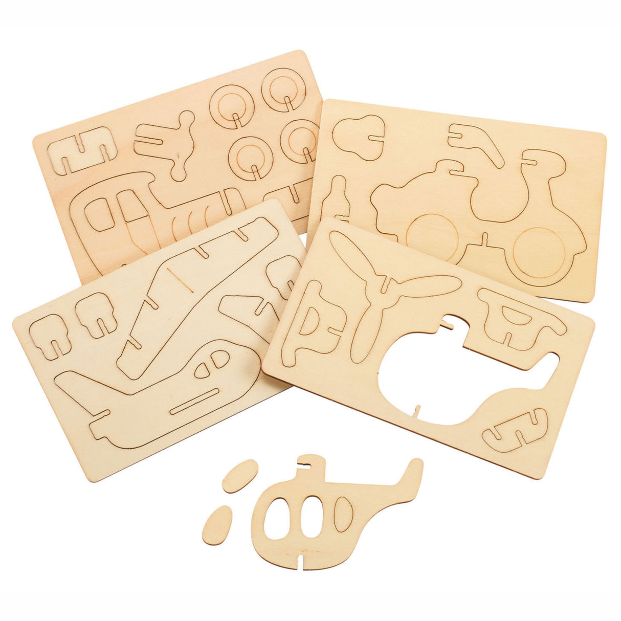 Farbkaufpaket Houten 3D -Fahrzeuge, 4 -Set von 4