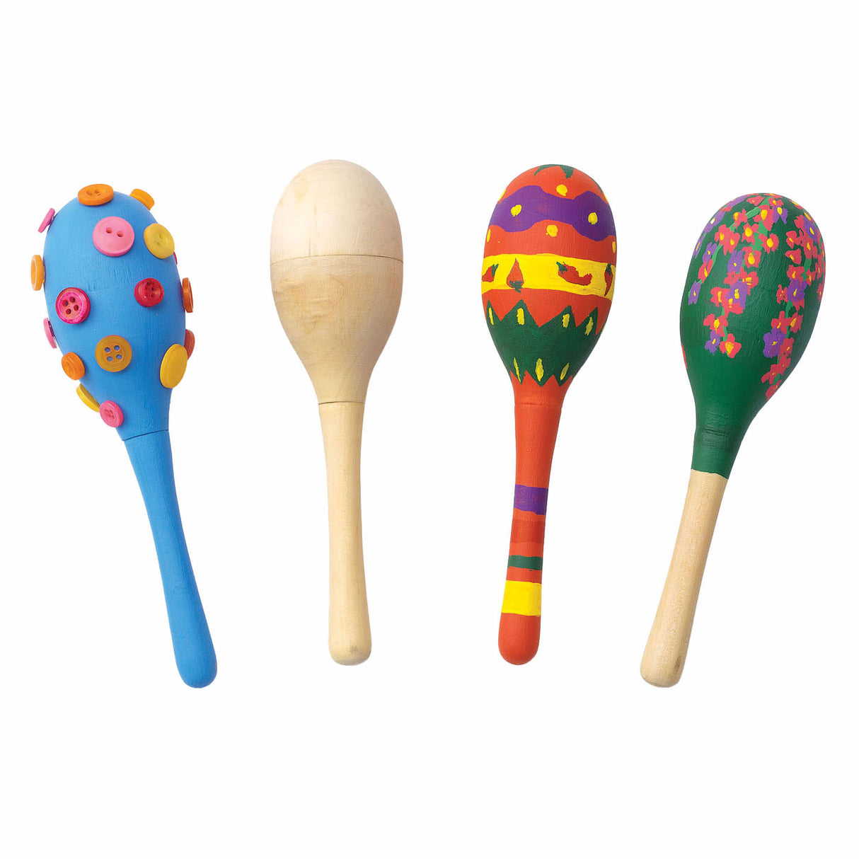 Färbungen – dekorieren Sie Ihre eigenen Maracas aus Holz, 12er-Set