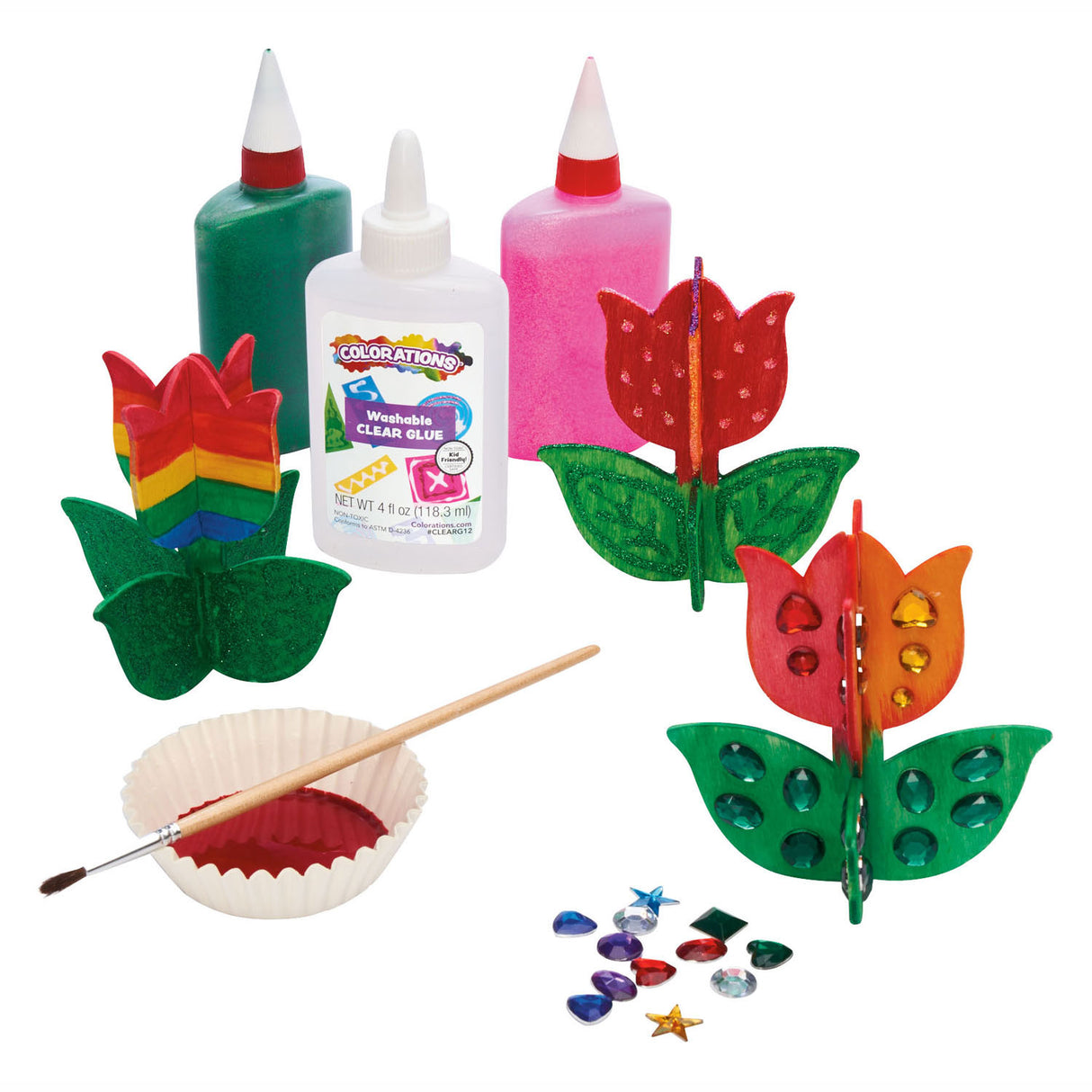 Färbungen – basteln und dekorieren Sie Ihre eigene Holztulpe, 12er-Set
