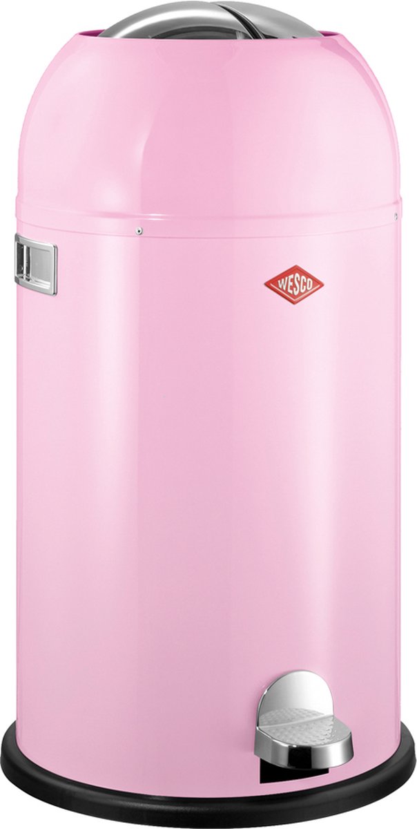 Wesco Kickmaster Abfallbehälter | Treteimer | 33 Liter | Metall - rosa | Abfallbehälter - hergestellt in Deutschland