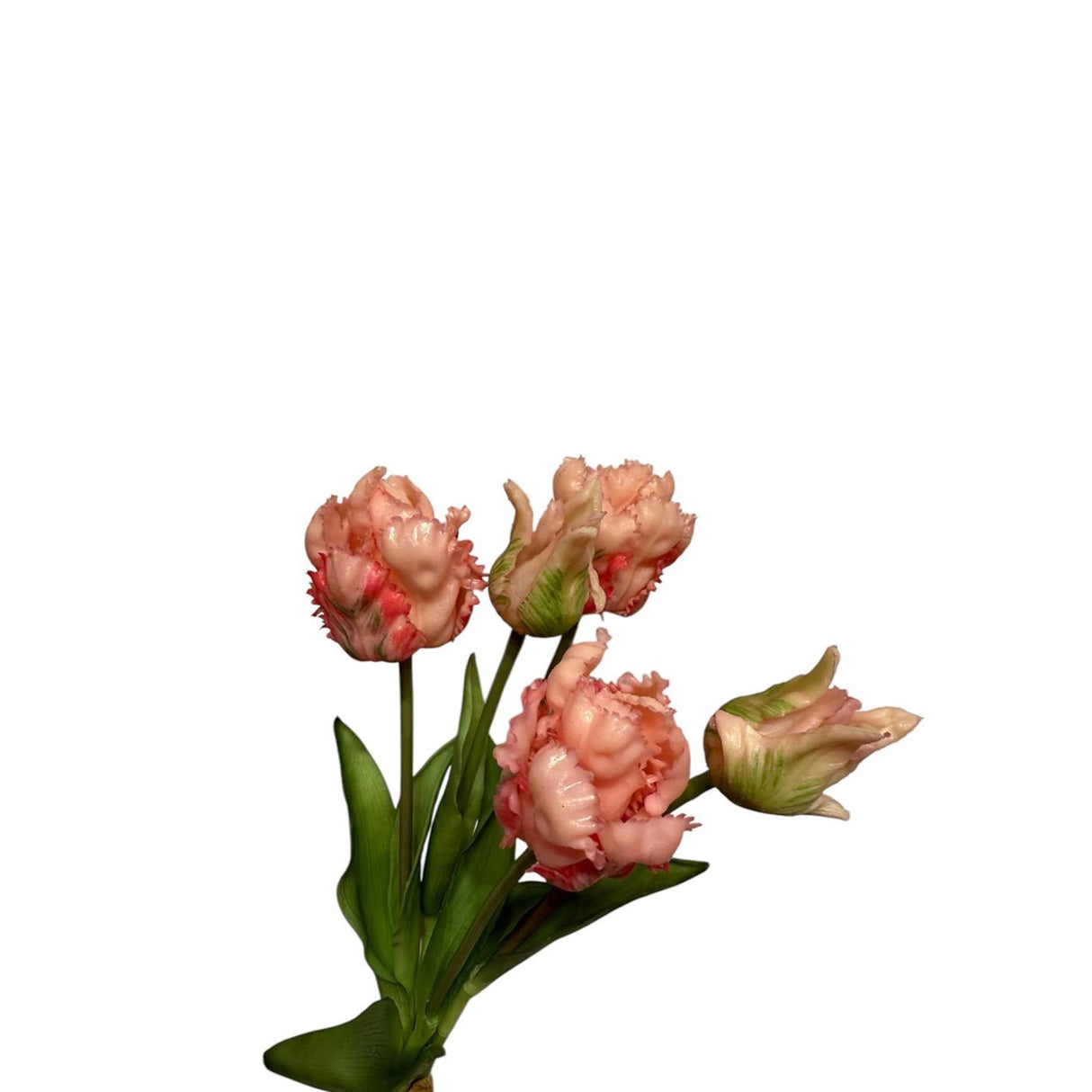 Roberts collection kunstboeket tulpen parrot roze bundel met 5 tulpen