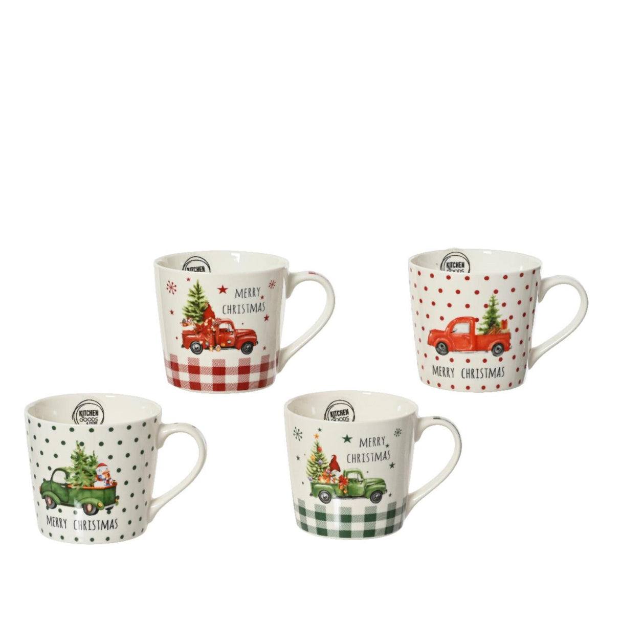 Decoris kerstmok porselein ã˜9,8xh8,8cm 4 assorti