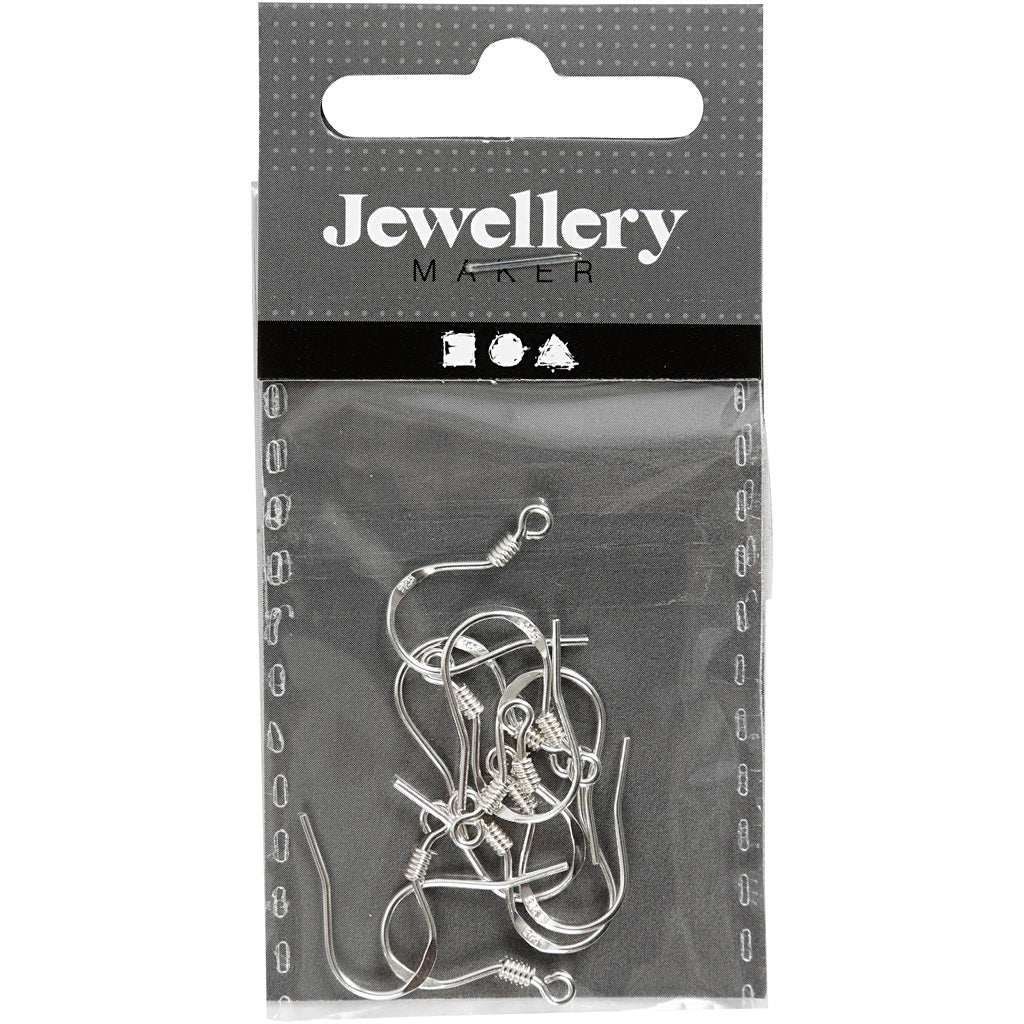 Creativ Company Ohrringhaken, L: 14 mm, Silber, 10 Stück 1 Box