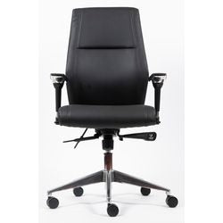 Bureaustoel london viking leer zwart synchroonmechanisme 5-8 uur