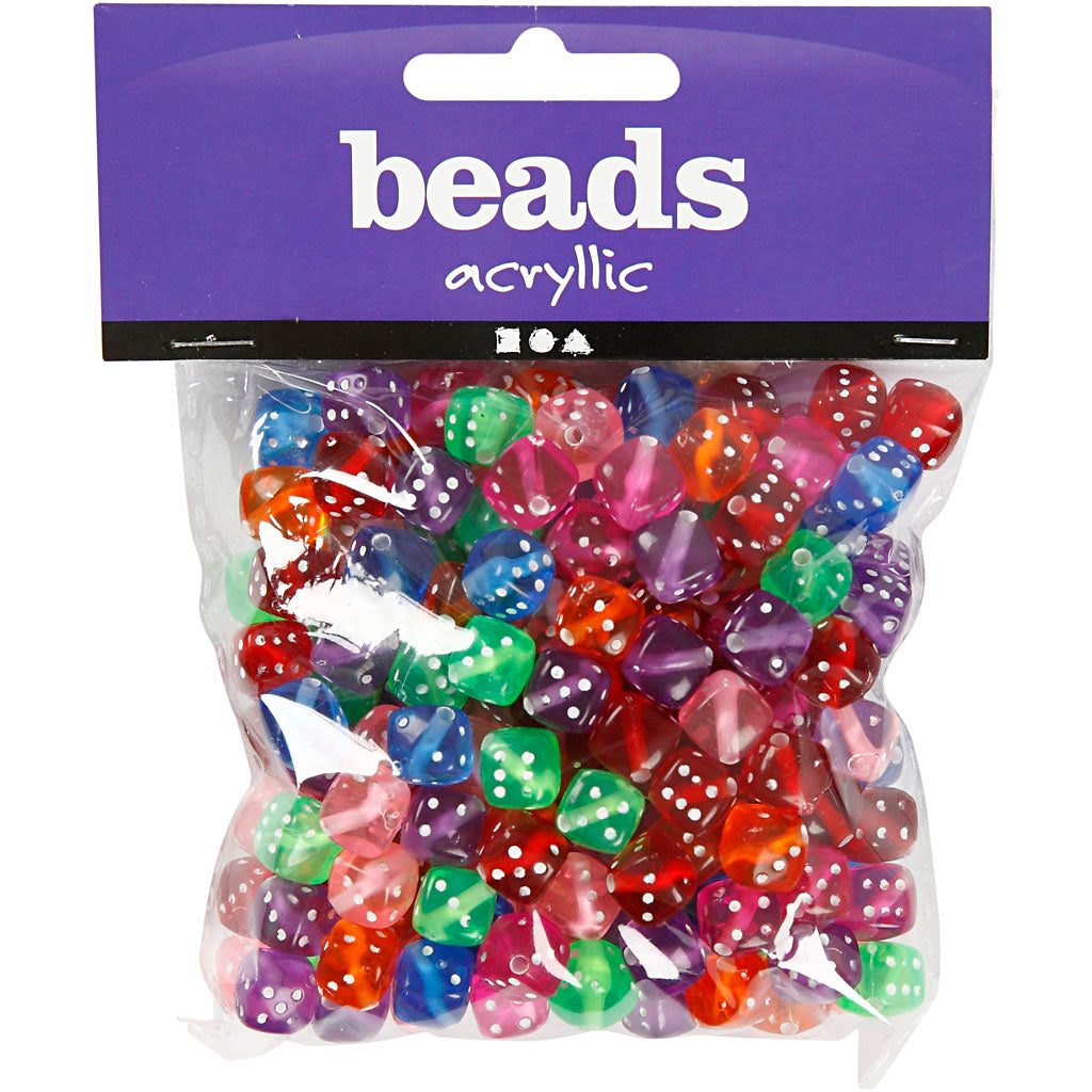 Creativ Company Würfelperlen, Größe 7x7 mm, Lochgröße 1,5 mm, 105 gr, 125 ml 1 Box