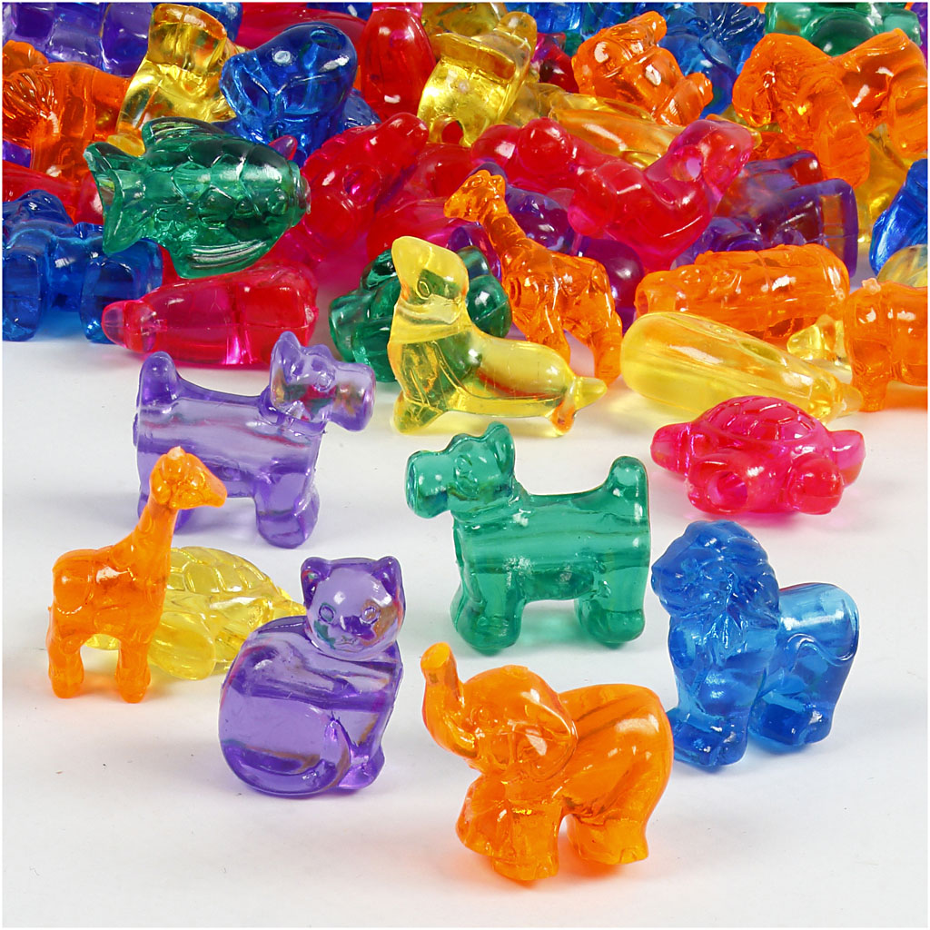 Creativ Company Figurenperlen, Größe 25 mm, Lochgröße 4 mm, ca. 220 Stück, verschiedene Farben, 700 ml 1 Karton