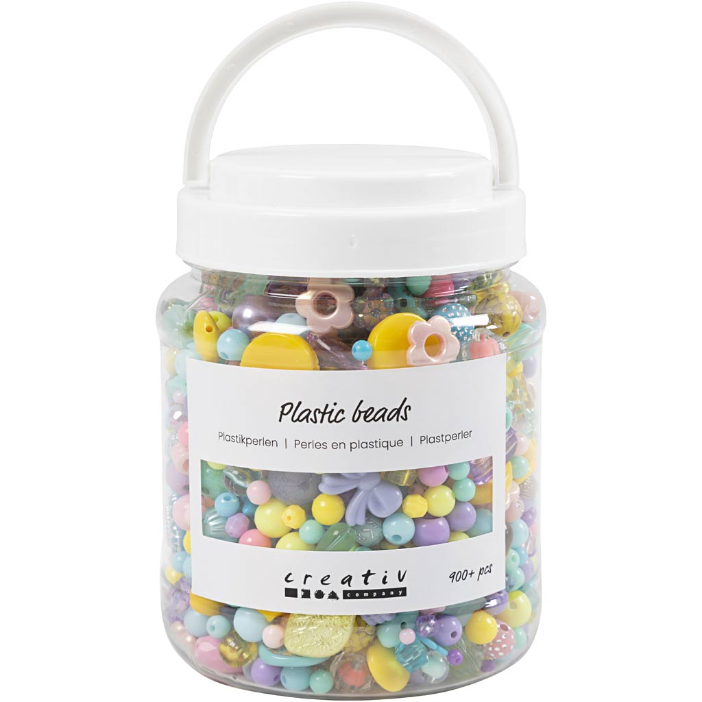 Kreativfirma Plastikperlen verschiedene Farben, 700 ml