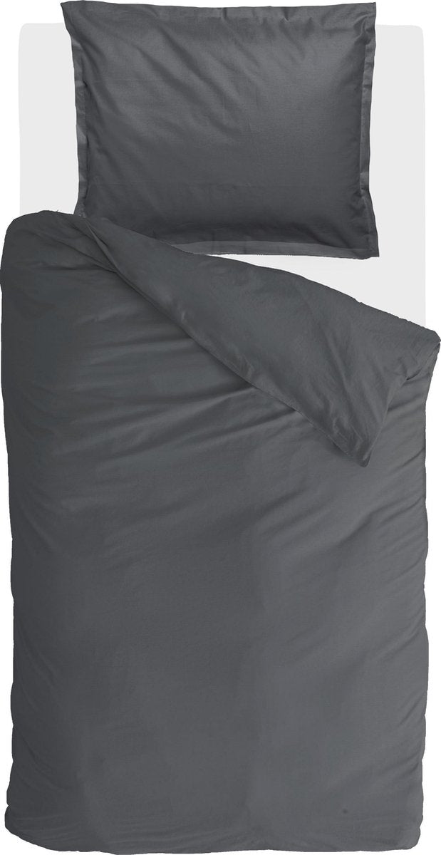 Walra dekbedovertrek vintage satin - 140x220 - 100% katoen - antraciet