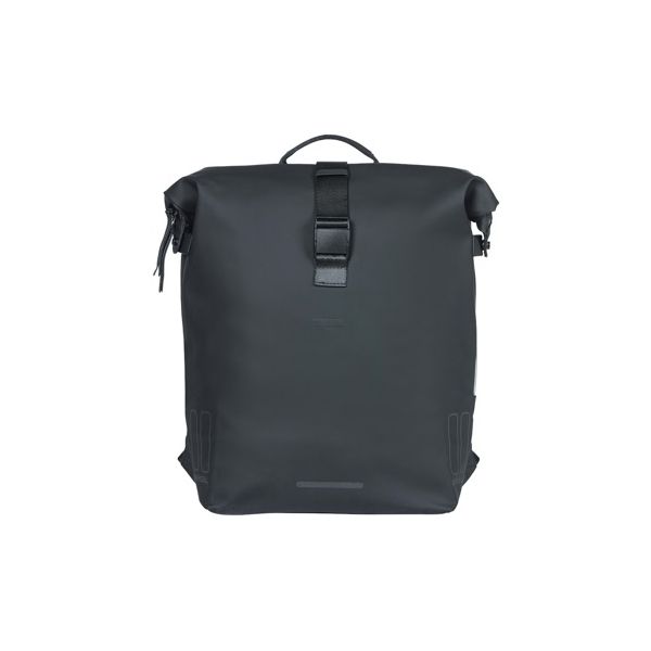 Basil Soho Nordlicht Fahrrad Rucksack - Schwarzer moderner Rucksack mit LED