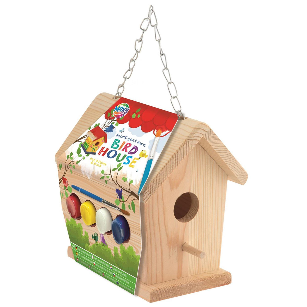 Eine kreative Bastelgruppe malt Ihr eigenes Vogelhaus-Farbset