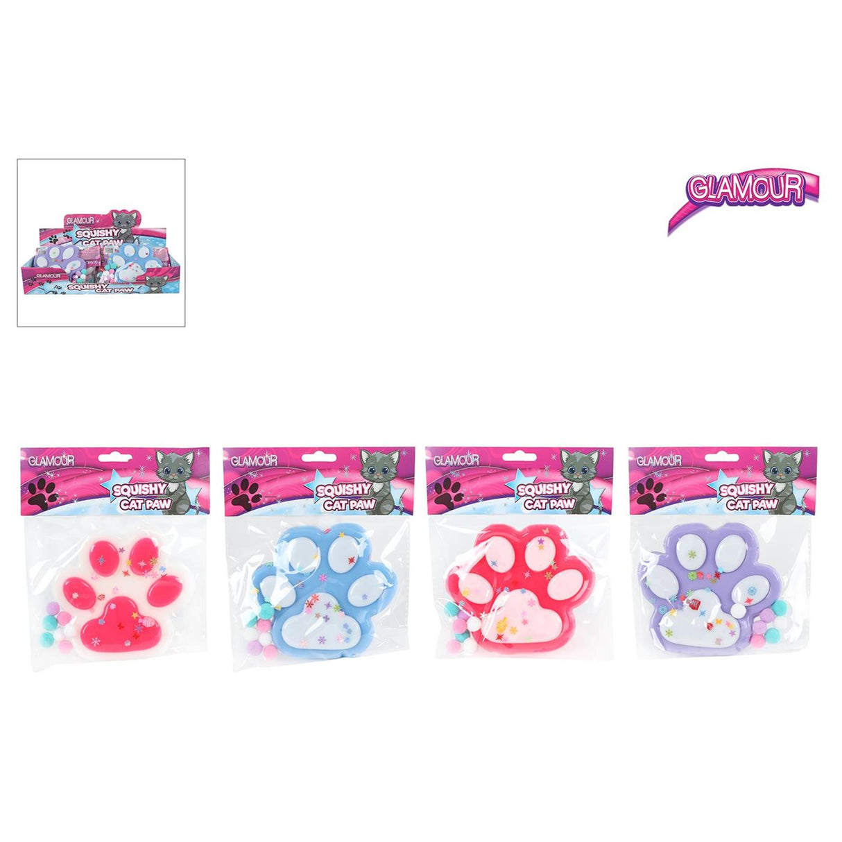 Glamour Squishy Mega-Katzenpfote 12,5 cm, 4-fach sortiert