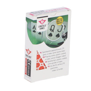 Longfield Spielkarten – Senior – kunststoffbeschichtet – extra großer 4er Index – Jumbo-Spielkarten – Kartenspiel für Senioren und gemütliches Spiel – Engelsherz