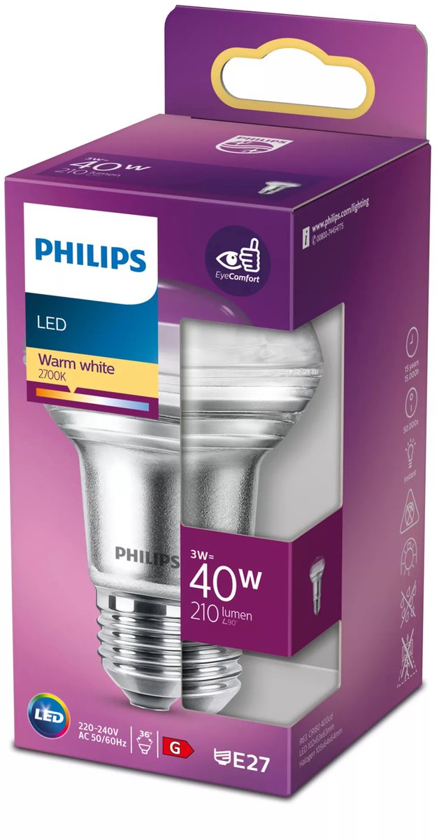 Philips led reflector 40w e27 warm wit licht