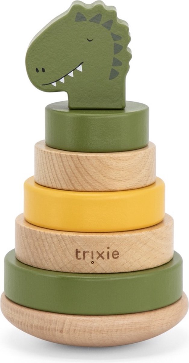 Trixie Stapelturm aus Holz - mr. Dino – Stapelspielzeug aus Holz – Lernspielzeug – für Jungen und Mädchen – Dinosaurier