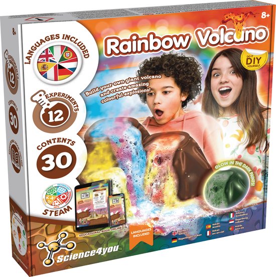 Science 4, Ihr Regenbogen-Vulkan-Set, leuchtet im Dunkeln