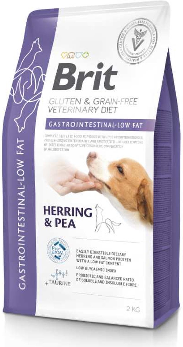 Brit Veterinärdiät für Hunde, getreidefrei, magen-darmarm, fettarm, 2 kg