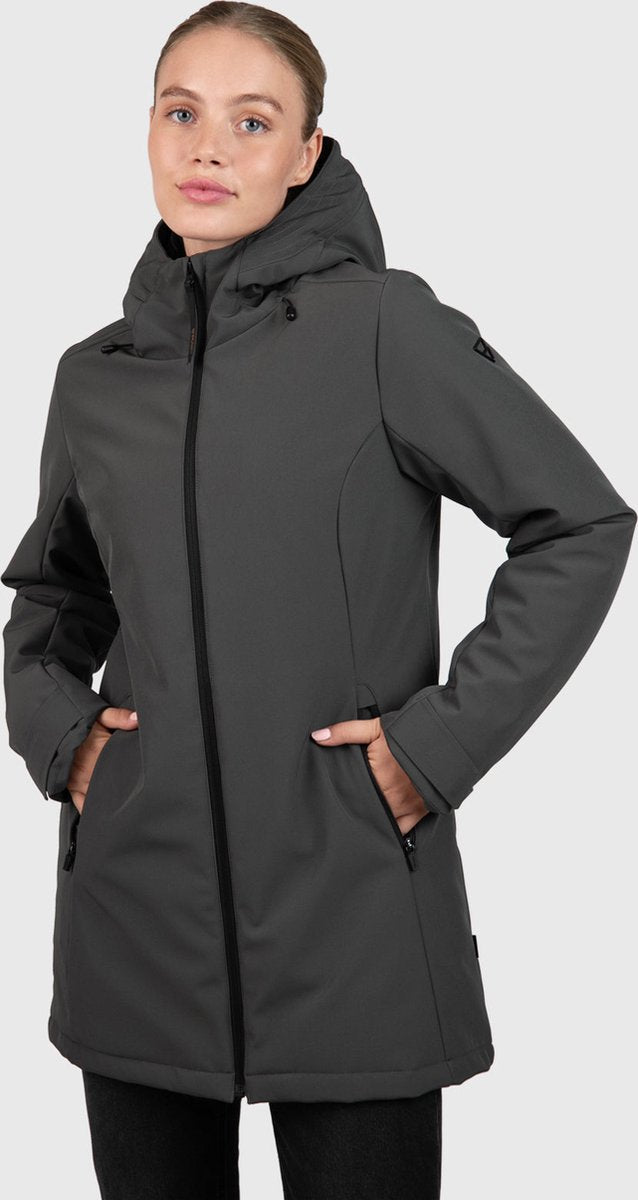 Brunotti melle dames long softshell jas - groen - s