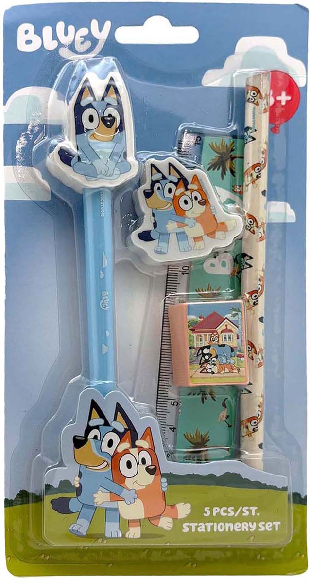 Markenloses Sans Marque Bluey-Schreibset – 5-tlg.