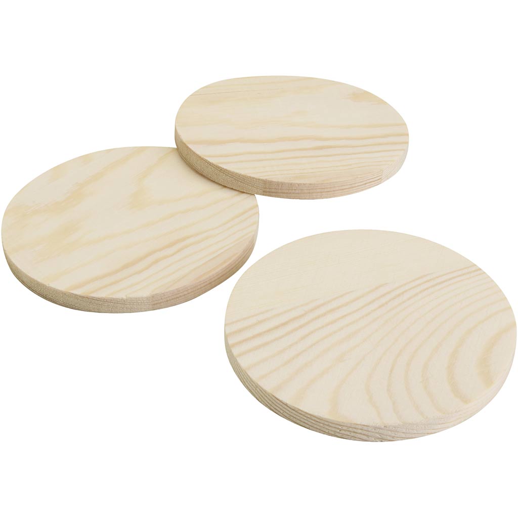 Holzuntersetzer, H: 8 mm, T 9 cm, 12x5 Stück 1 Box