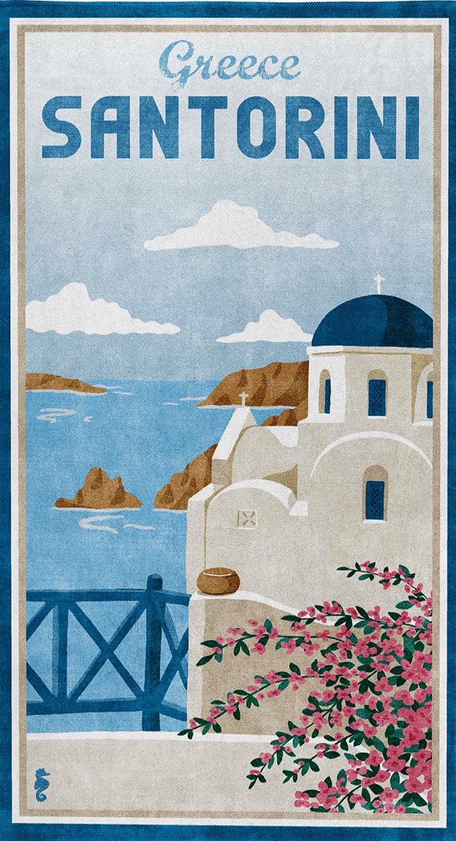Seahorse strandlaken santorini - 90x170 cm - blauw