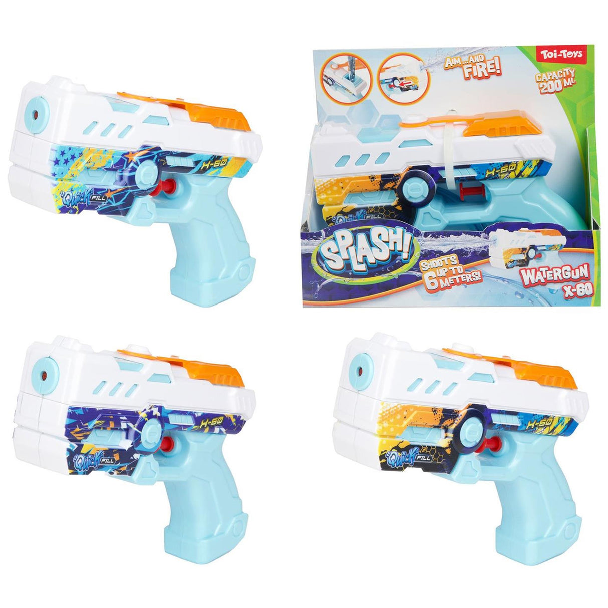 Toi-toys Spritzwasserpistole Schnellbefüllung x60