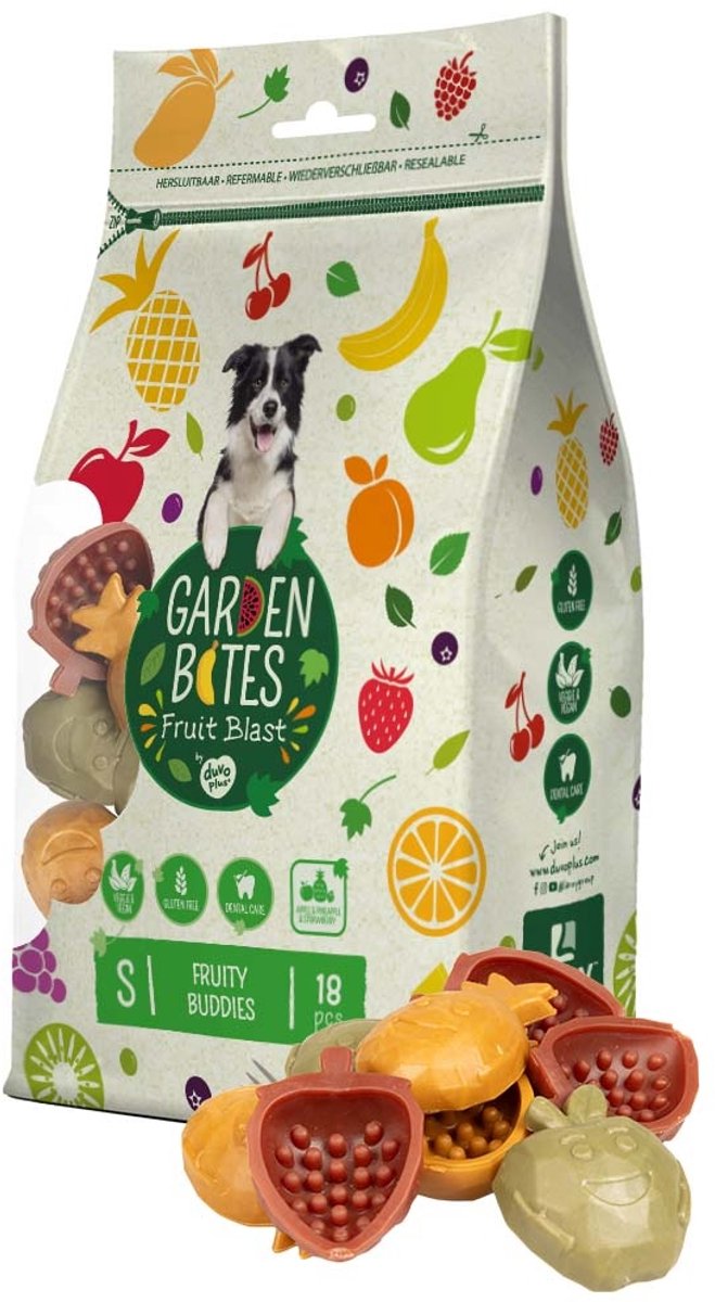 Garden Bites duvoplus – Fruity Buddies Hundesnacks – Hundeleckerlis – vegetarisch, glutenfrei – klein 18 Stück