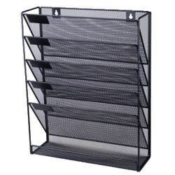 Folderhouder viking wandmontage 105 x 405 x 325 mm zwart 5 vakken