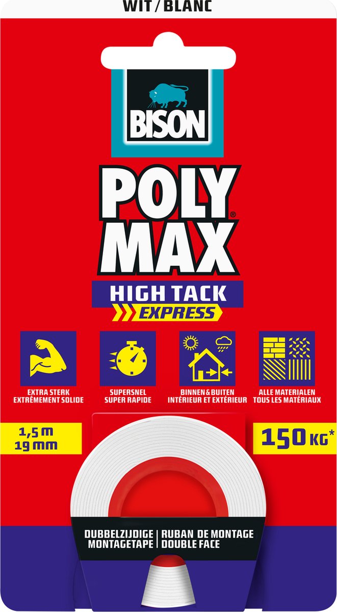 Bison Poly Max Klebeband weiß 1,5 m | 2 Stk