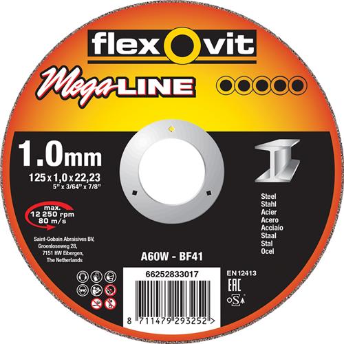 Flexovit dss mega-line 125x2,5x22,23 a30w t41 stahl | 25 Stück