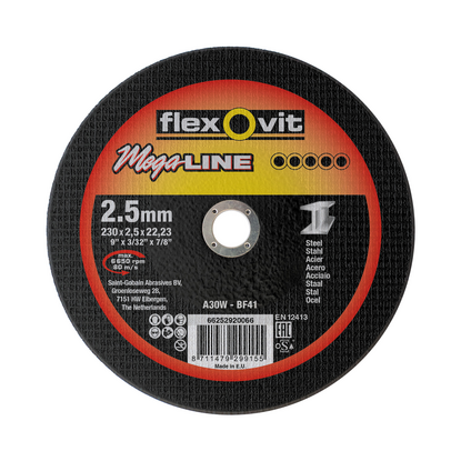 Flexovit dss mega-line 230x2,5x22,23 a30w t41 stahl | 25 Stück
