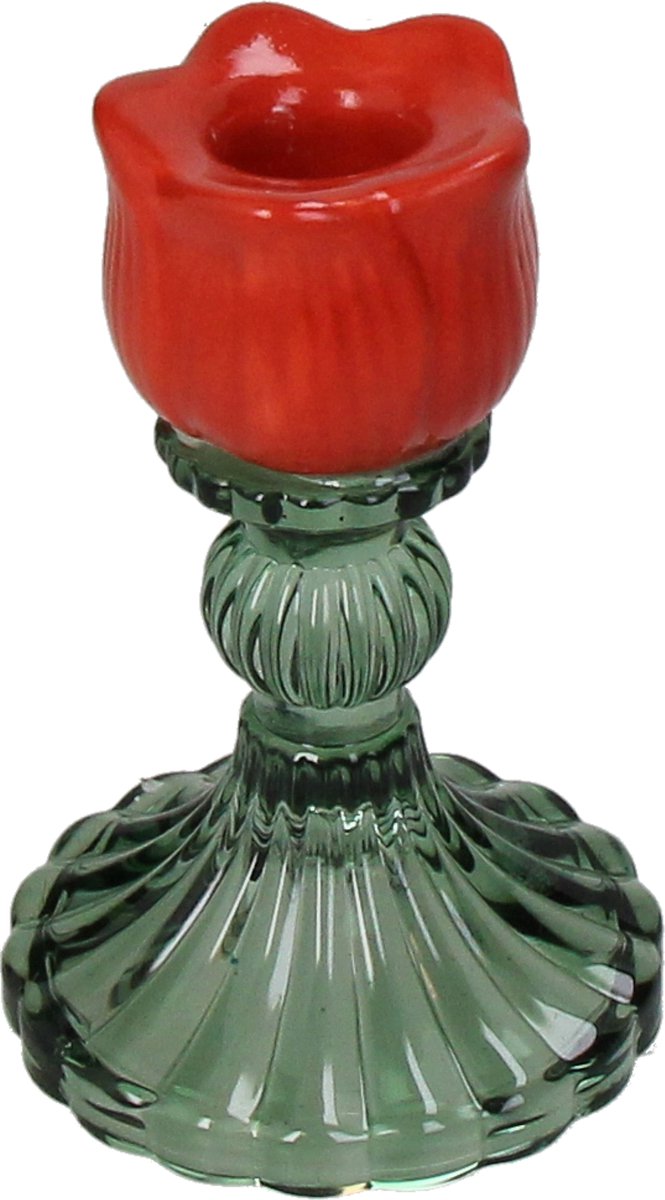 Hd collection kandelaar tulp glas 8x8x12cm