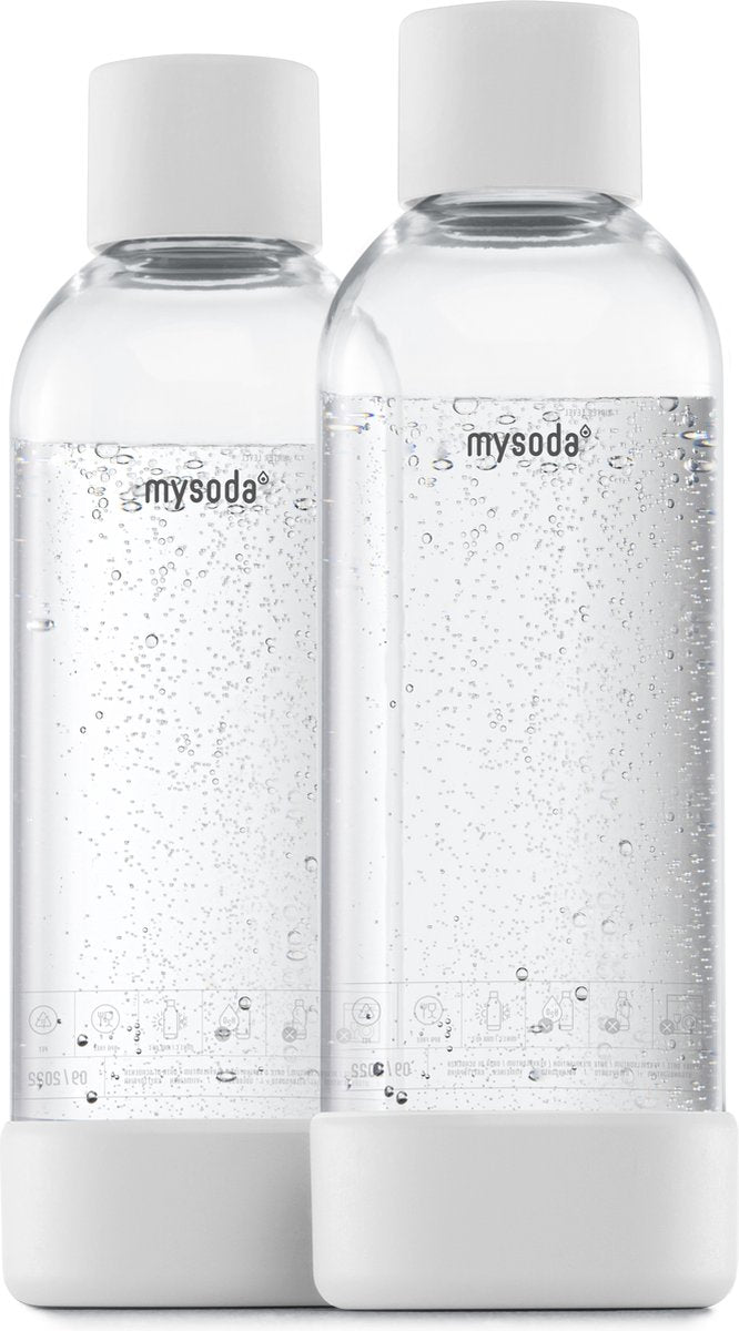 Mysoda - Set mit 2 wiederverwendbaren Flaschen à 1 Liter - weiß - passend für Geräte