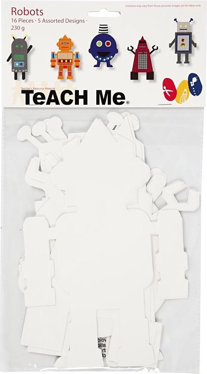 Creativ Company Roboter, H: 22,5-24 cm, B: 15-16 cm, 230 g, weiß, 16 Stück 1 Box