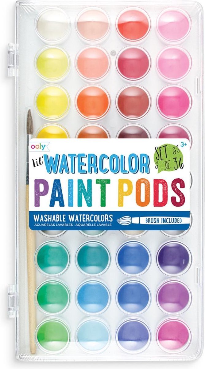 Ooly – Lil' Aquarellfarben-Pods – Aquarell – Set mit 36 leuchtenden Aquarellfarben