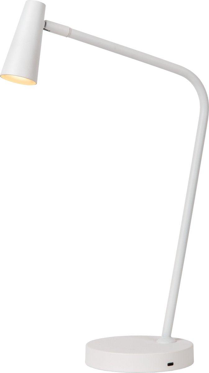 Lucide Stirling – wiederaufladbare Schreibtischlampe – wiederaufladbarer Akku – LED 3 Stufen dimmbar – 1 x 3 W 2700 K – weiß