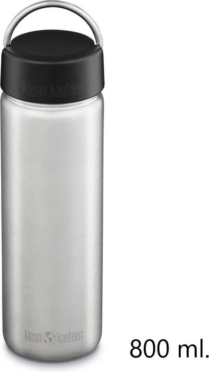 Klean Kanteen Wide Single Wall 800 ml 27oz – Edelstahl silber – mit breiter Ringkappe