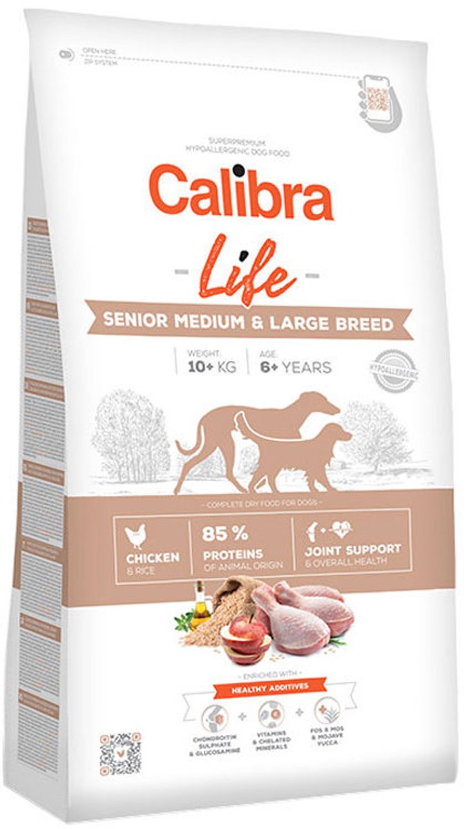 Calibra Dog Life Senior mittlere große Rasse – Huhn – 2,5 kg