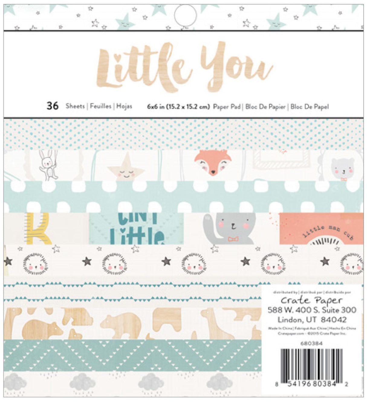 Kistenpapier • Papierblock 15,2 x 15,2 cm, kleiner Junge, 36 Blatt
