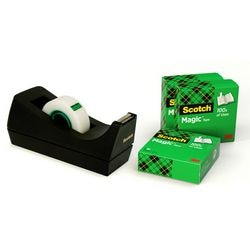 Tapedispenser c38 scotch zw + 4 rollen