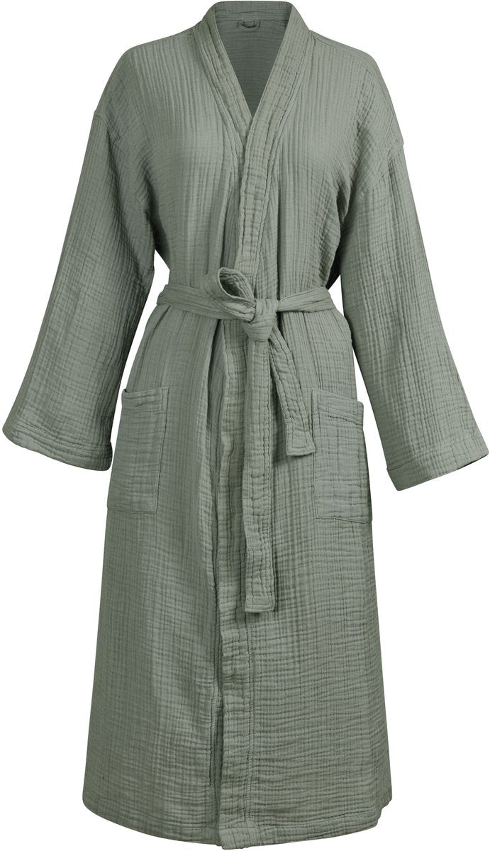 Vtwonen gentle embrace bathrobe badjas - saliegroen - l xl