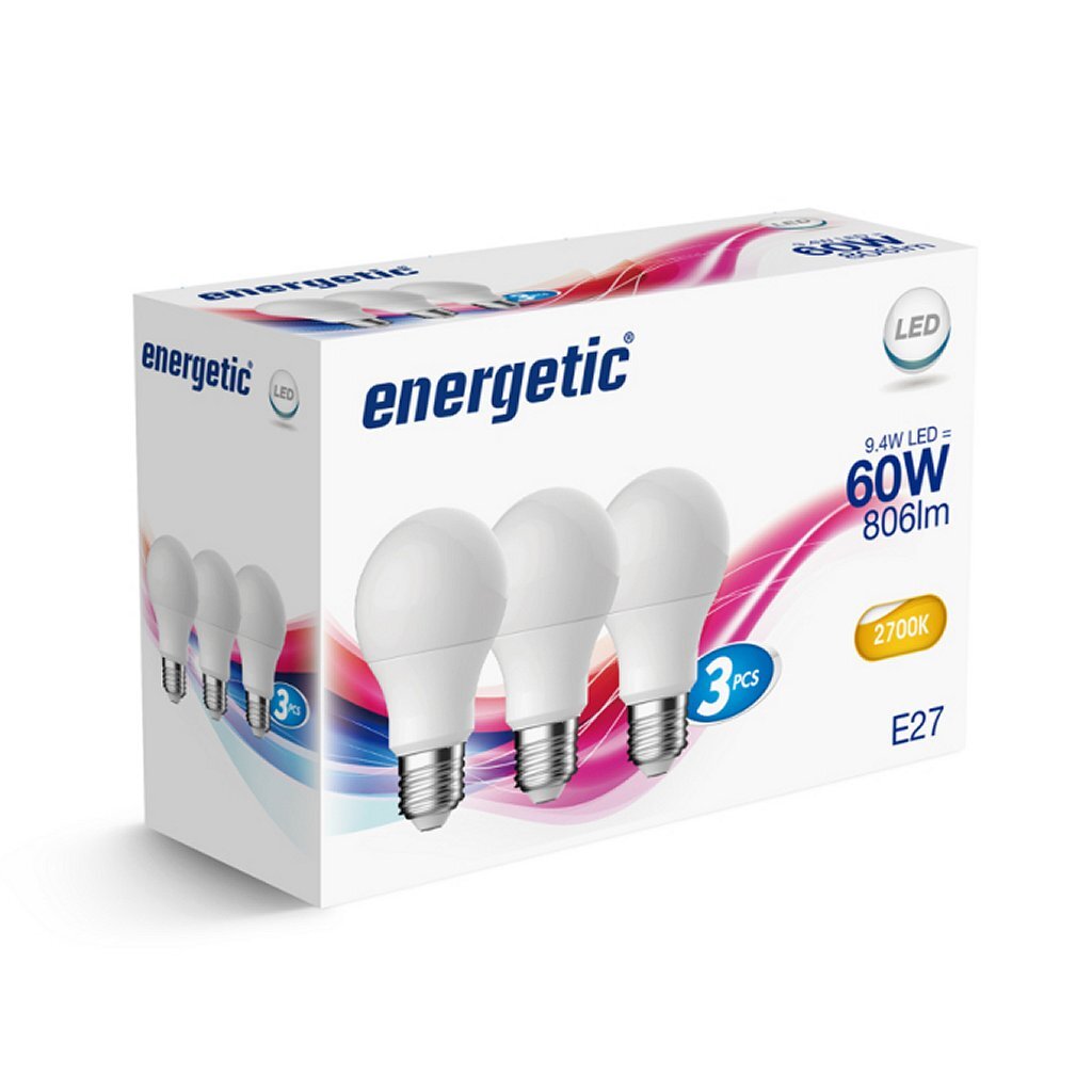 Energetische LED-Glühlampen E27 60W 3 Stück