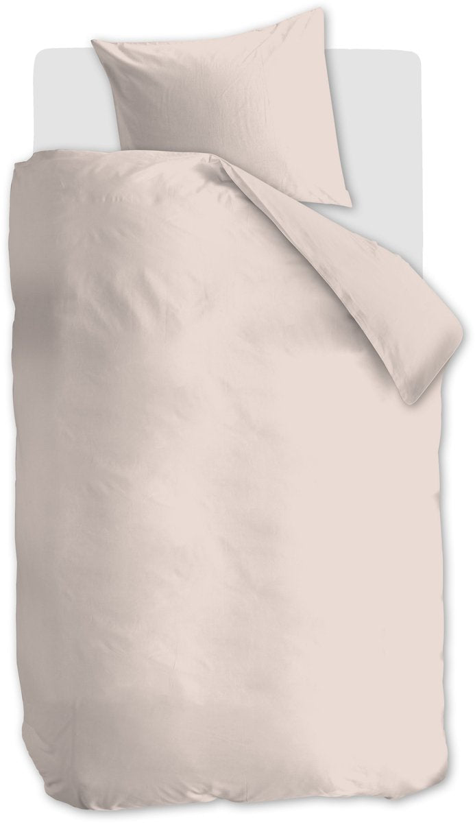 Ambiante cotton uni dekbedovertrek - eenpersoons - 140 x 200 220 cm - licht roze