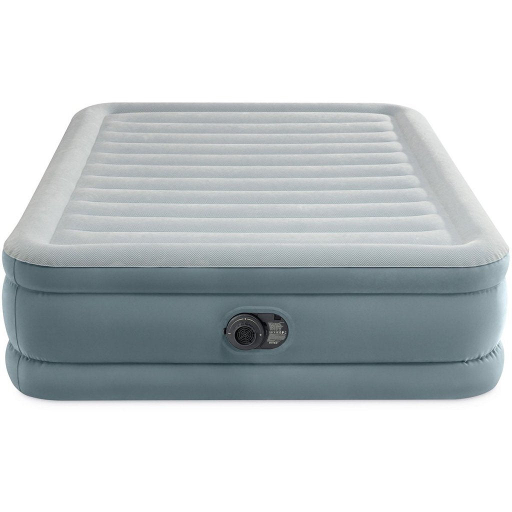 Intex 64824nd Queen Trend Premium Comfort 2-Personen-Luftmatratze 203x152x46 cm + integrierte Pumpe grau