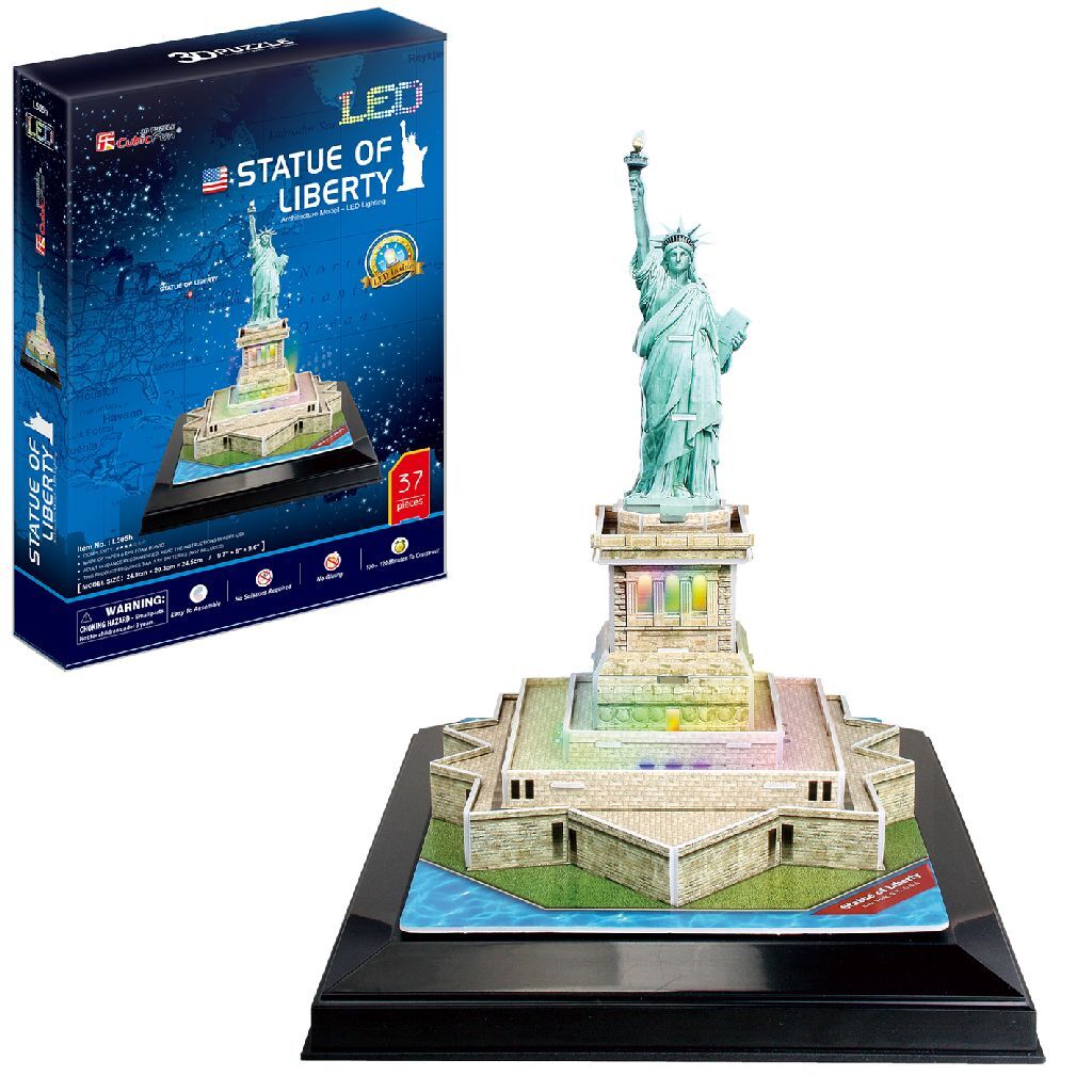 Kubisches lustiges 3D-Puzzle Freiheitsstatue + LED-Beleuchtung 37 Teile
