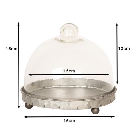 Clayre Eef Glasglocke 6gl2492 grau transparent 16x15 cm