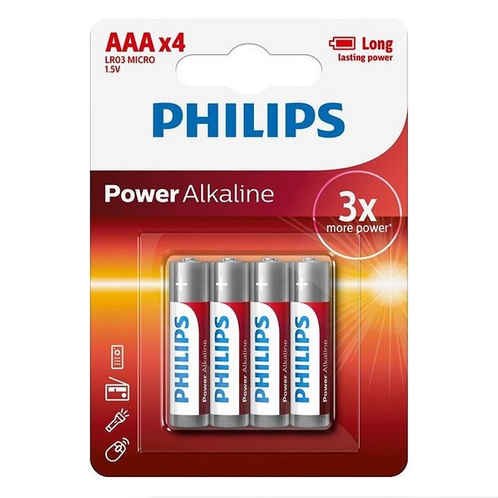Philips AAA-Alkalibatterien 4 Stück
