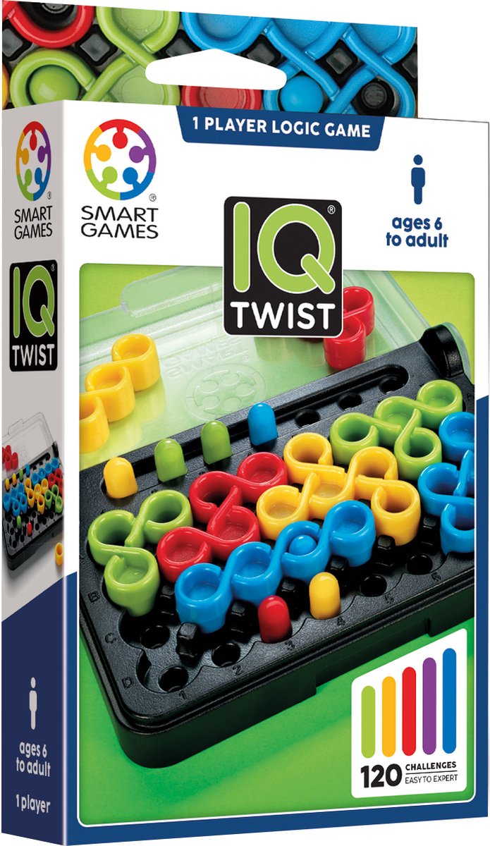 Smartgames IQ Twist – logisches Denkspiel, Reiserätsel – 120 Aufgaben mit Stiften und Löchern – lehrreiches Solospiel – ab 6 Jahren