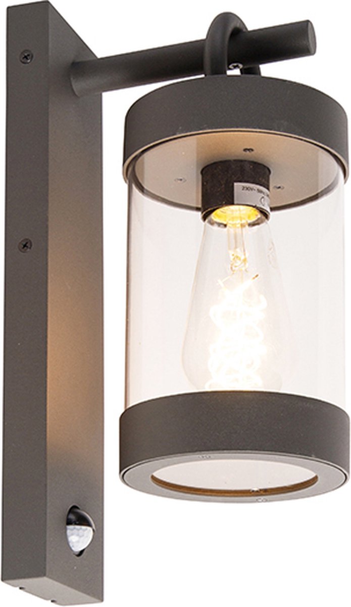 Trio sambesi - wandlamp - antraciet - excl. 1x e27 4w - bewegingssensor - buitenverlichting - ip44