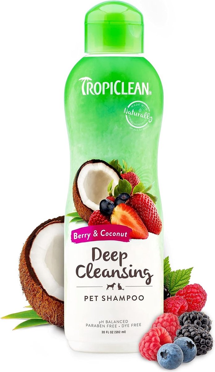 Tropiclean Beeren und Kokosnuss – Hundeshampoo – 355 ml